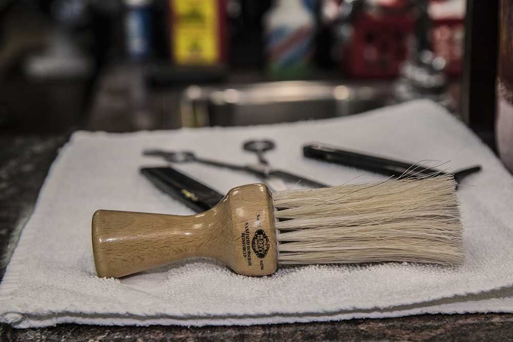 close view of shave tools and brush